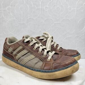 Skechers Oxford Leather Sneakers Mens 10.5 Brown Relaxed Fit Memory Foam Shoes